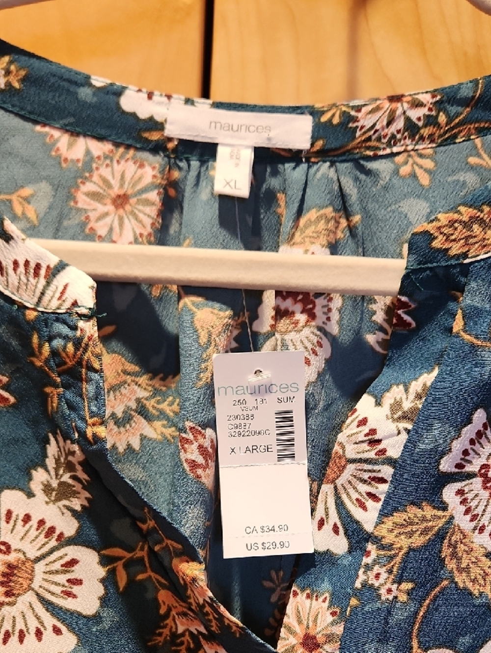 Maurices Teal Floral Short Sleeve Top NWT - Picture 2 of 8